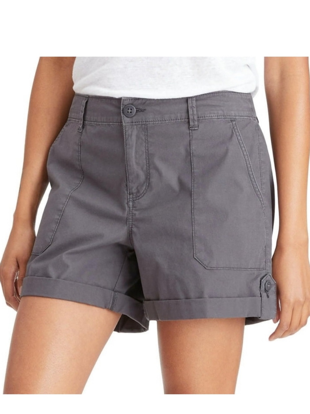 Sanctuary Gray Utility Cuffed Bermuda Shorts
